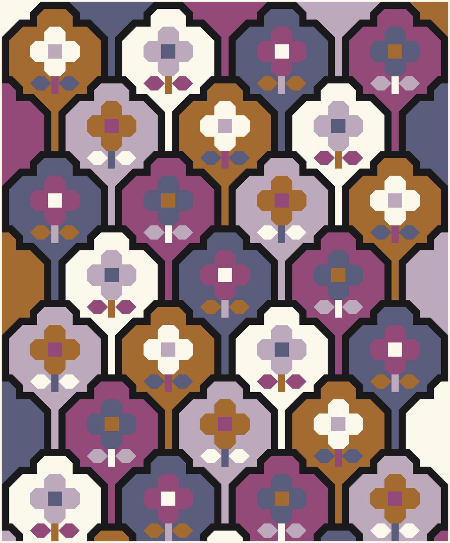 WALLFLOWER QUILT KIT - In a Custom Bundled Fabric Bundle (Midnight Bundle)