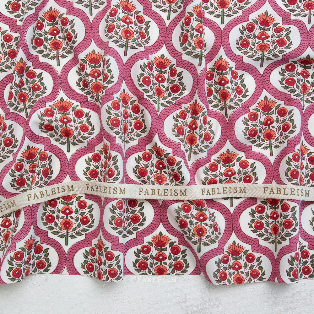 PRE-ORDER - INDIAN BLOCK PRINTS - Lattice Floral in Pink