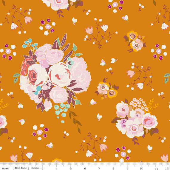 HIDDEN COTTAGE - Main Floral in Butterscotch