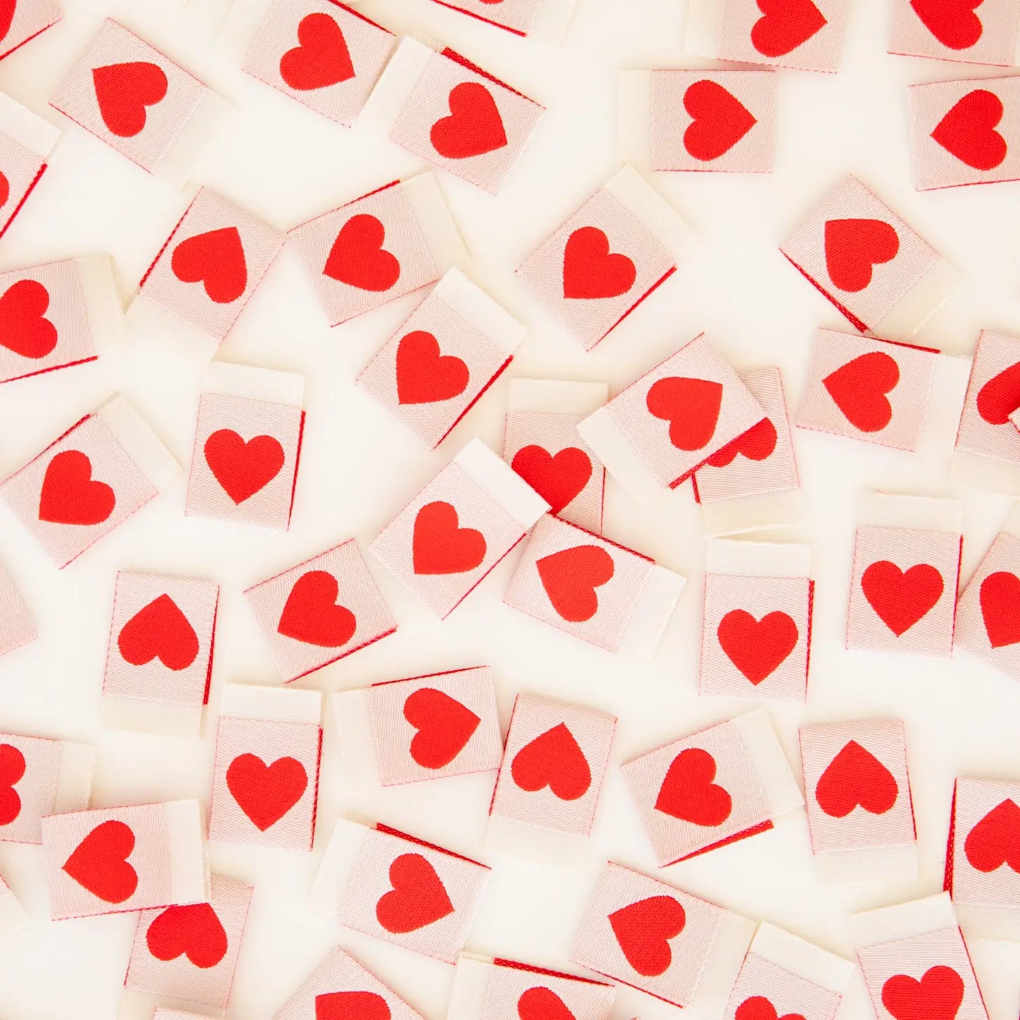 SARAH HEARTS - Premium Woven Labels - Red Heart Woven Label
