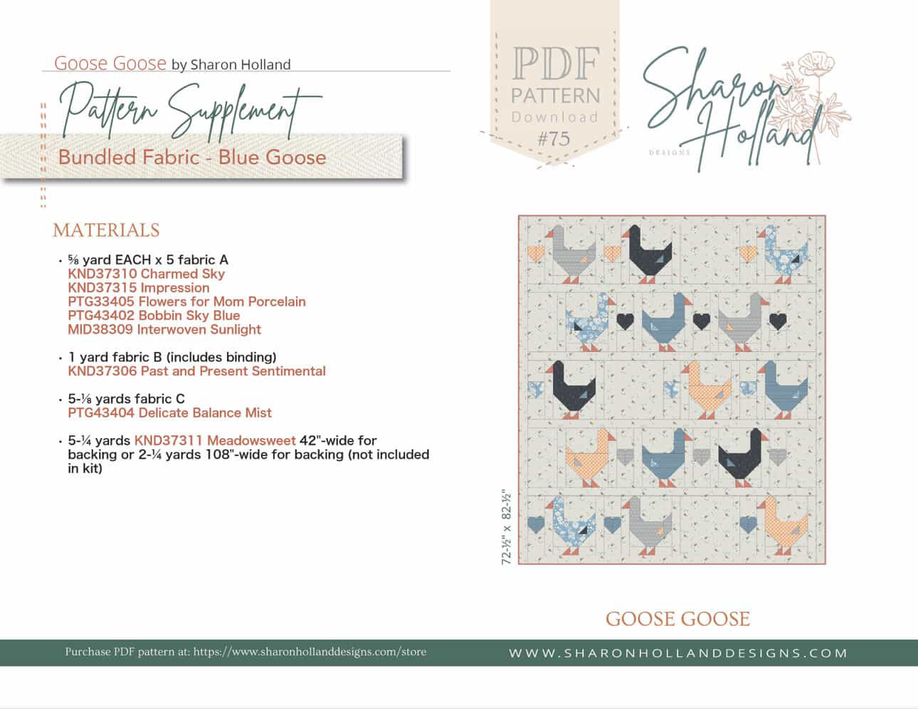 GOOSE GOOSE QUILT KIT - In Collaboration with Sharon Holland