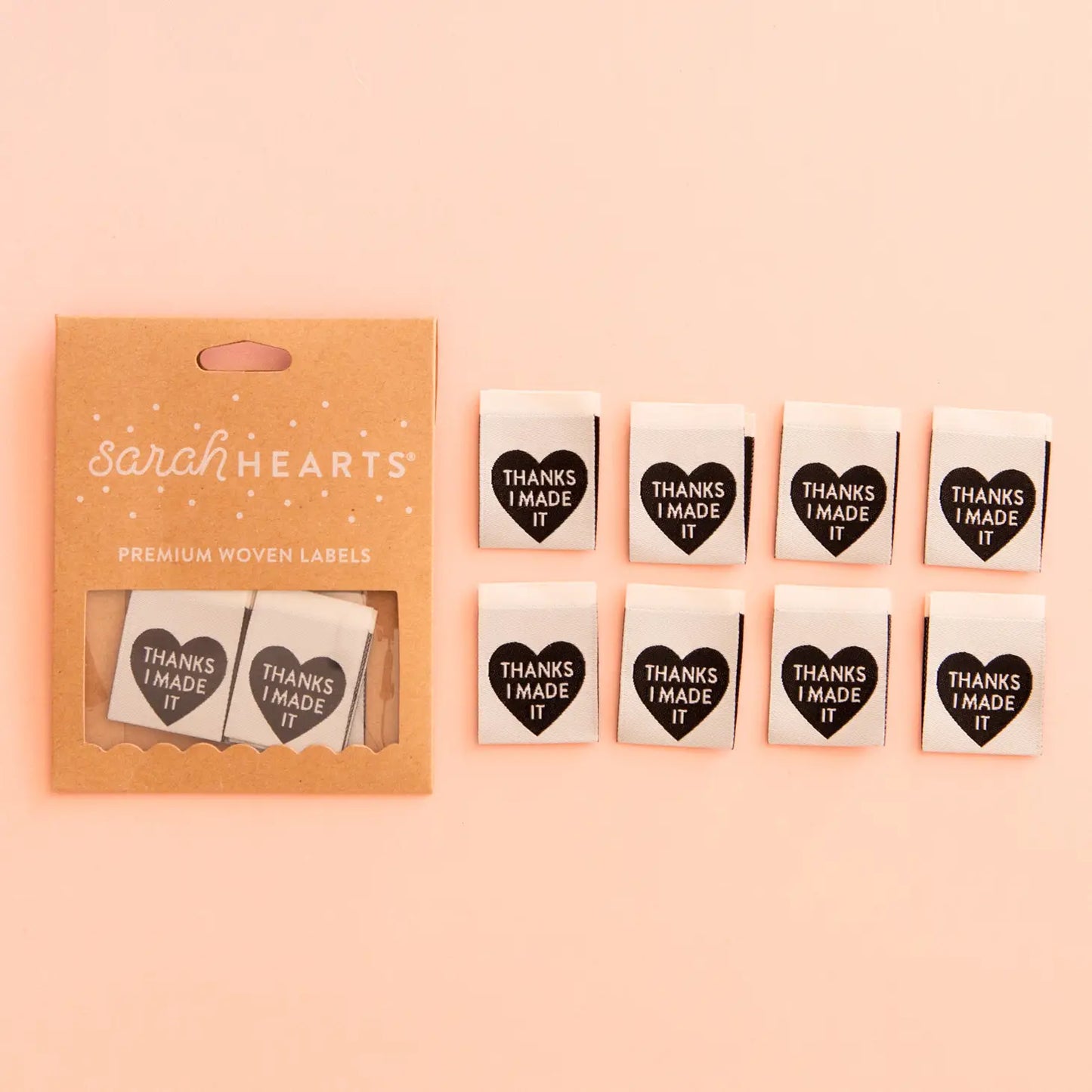 SARAH HEARTS - Premium Woven Labels - Thanks I Made It
