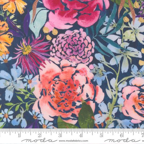 SOULSTICE - Midsummer Bloom Large Floral Watercolor Navy