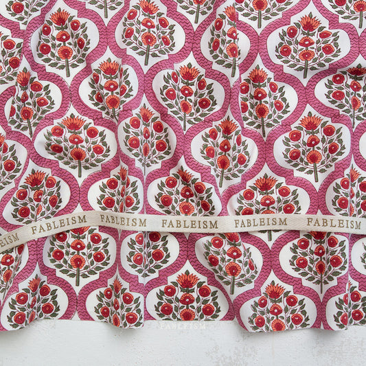 PRE-ORDER - INDIAN BLOCK PRINTS - Lattice Floral in Pink