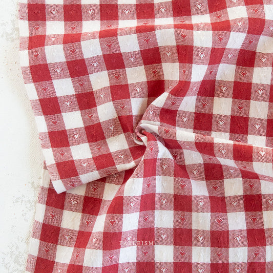 PRE-ORDER - QUEEN OF HEARTS - Dobby Hearts Gingham in Cherry