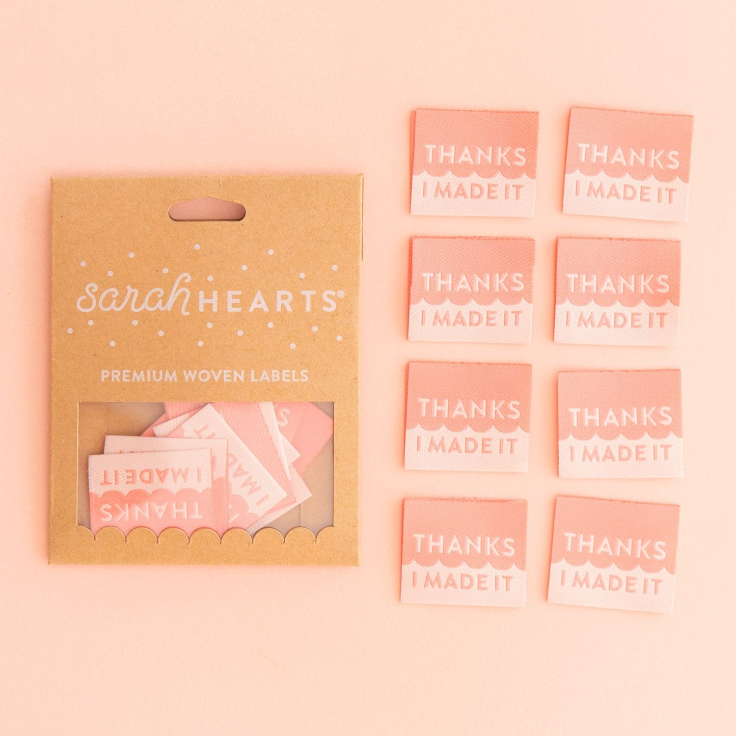 SARAH HEARTS - Premium Woven Labels - Thanks I Made It